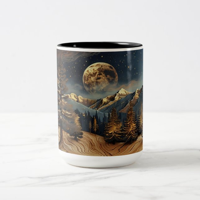 Tasse 2 Couleurs Musique Sky Night Forest | Pleine lune & Tours (Centre)