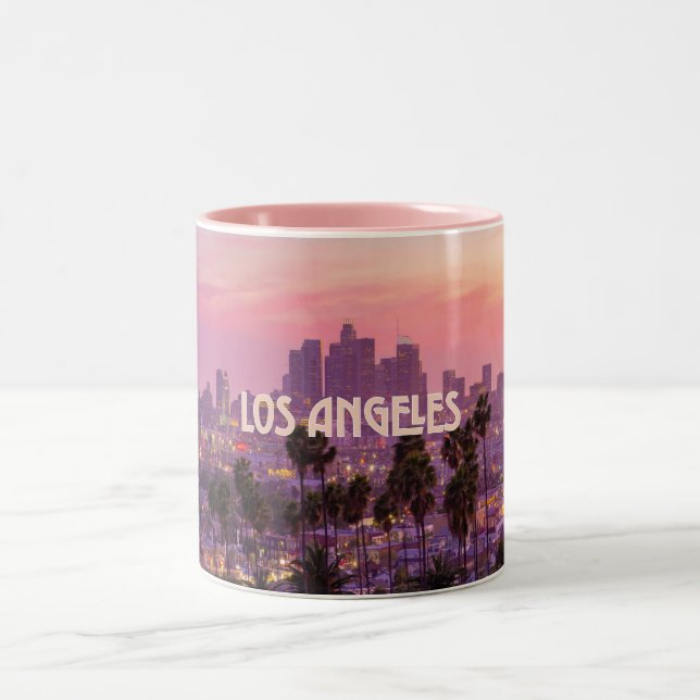 Tasse 2 Couleurs Musique Sunset de Los Angeles City Skyline (Centre)