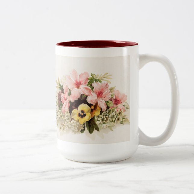 Tasse 2 Couleurs Musique vintage des fleurs du printemps (Droit)