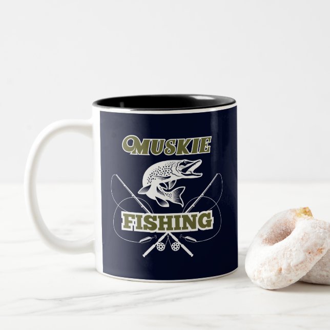 Tasse 2 Couleurs Muskie Pêche Trophée Sports Poisson (Avec donut)