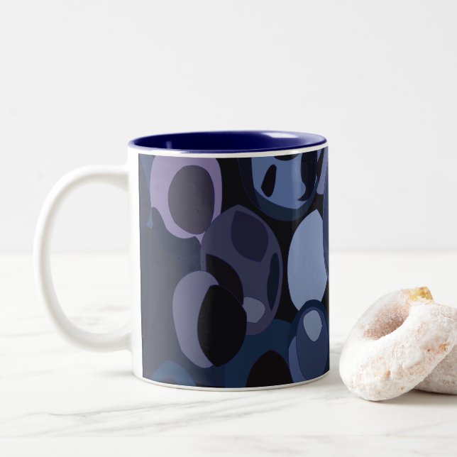 Tasse 2 Couleurs Myrtille Moderne Abstraite  (Avec donut)