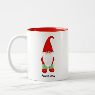 Tasse 2 Couleurs Nain Moderne Habillé de Vert et de Rouge