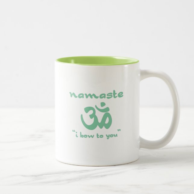 Tasse 2 Couleurs Namaste - Je vous salue (en vert) (Droit)