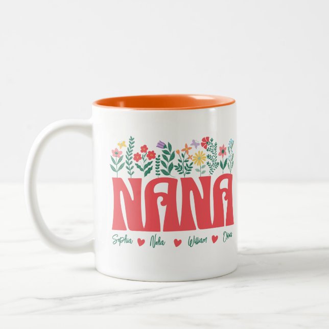 Tasse 2 Couleurs NANA GRANDMA GRANDMÈRE GRANNY -Customisez-le (Gauche)