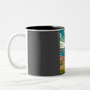 Tasse 2 Couleurs Naples Italie Vintage Colorful Minimal Retro Voyag