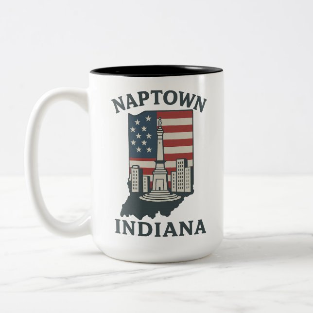 Tasse 2 Couleurs Naptown Indiana Monument Circle (Gauche)