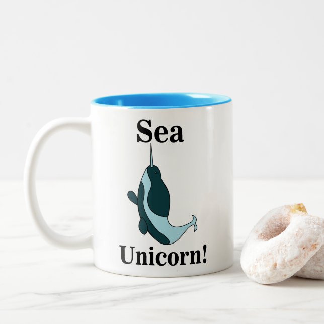 Tasse 2 Couleurs Narwhal Sea Unicorn Funny (Avec donut)