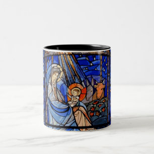 Tasse 2 Couleurs Nativité de style en verre souillé