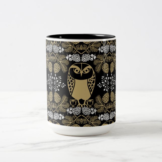 Tasse 2 Couleurs Nature Owl Folk Art (Centre)