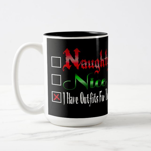 Tasse 2 Couleurs Naughty Ou Nice Flirty Black (Gauche)