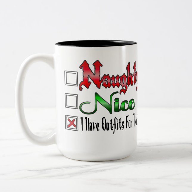 Tasse 2 Couleurs Naughty Ou Nice Flirty Blanc (Gauche)