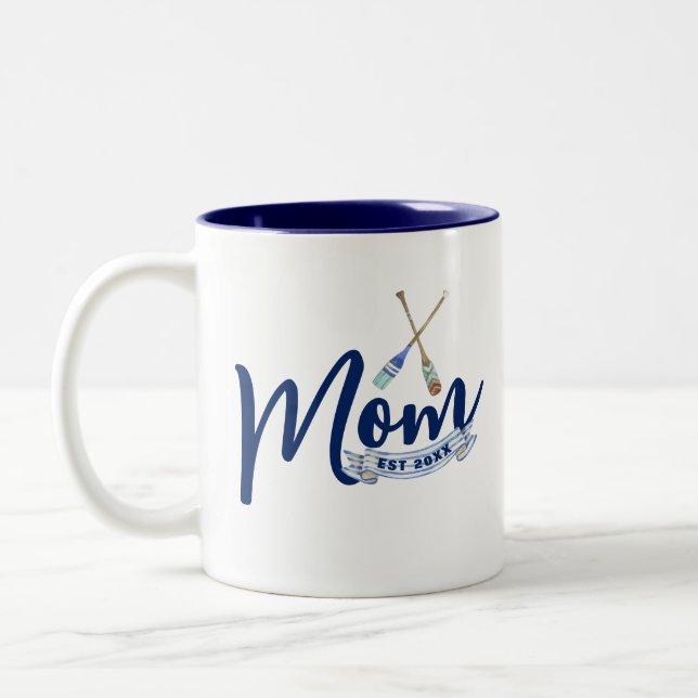 Tasse 2 Couleurs Nautical Mom Established Navy Blue (Gauche)