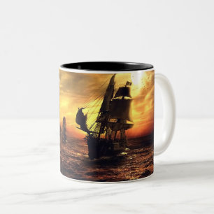 Tasse 2 Couleurs Navires sur la mer Stormy