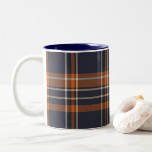 Tasse 2 Couleurs Navy Blue and Orange Plaid