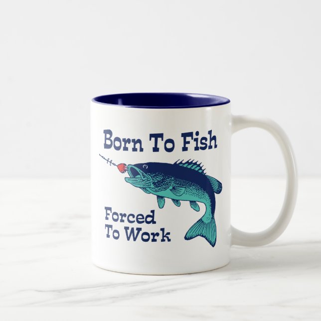 Tasse 2 Couleurs Né À Des Poissons Forcés À Travailler (Droit)