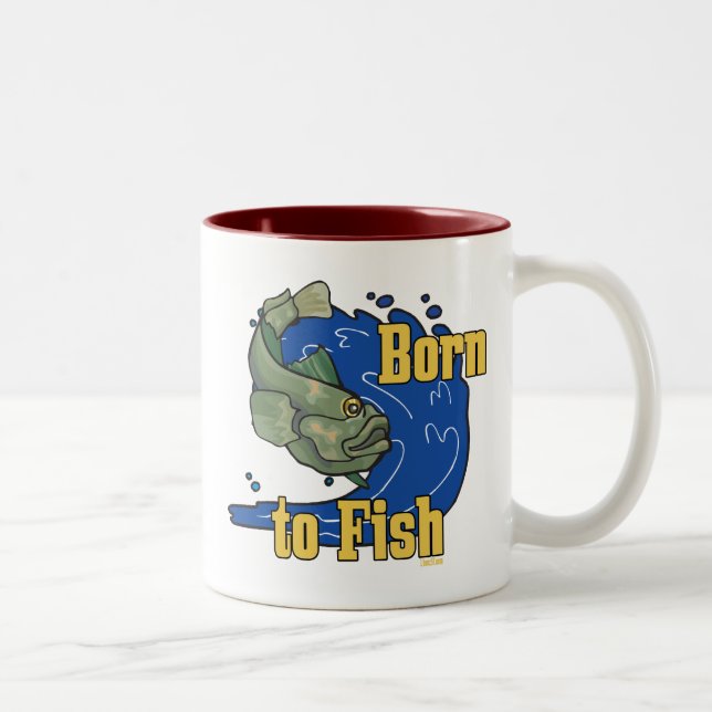 Tasse 2 Couleurs Né à Fish Fishing TShirt (Droit)