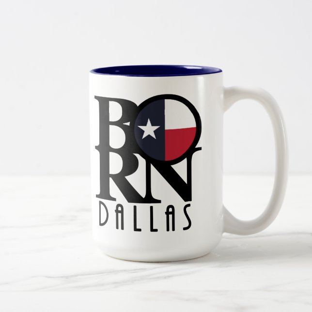 Tasse 2 Couleurs NÉ Dallas Texas 15oz (Droit)