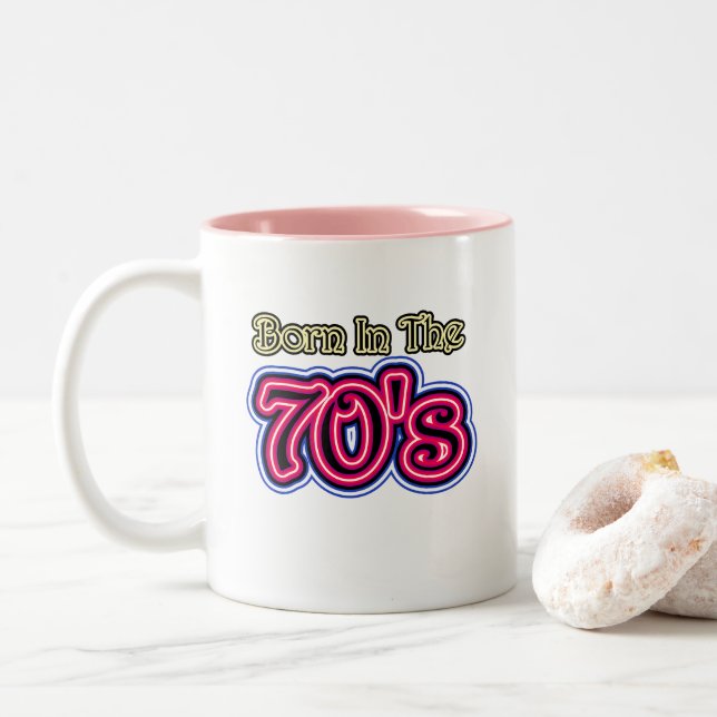 Tasse 2 Couleurs Né Dans Les Années 70 (Avec donut)