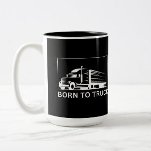 Tasse 2 Couleurs Né en camion (blanc)