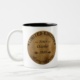 Tasse 2 Couleurs Né en octobre 1980 vintage anniversaire