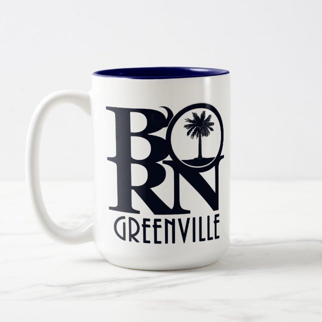 Tasse 2 Couleurs NÉ Greenville SC 15oz (Gauche)
