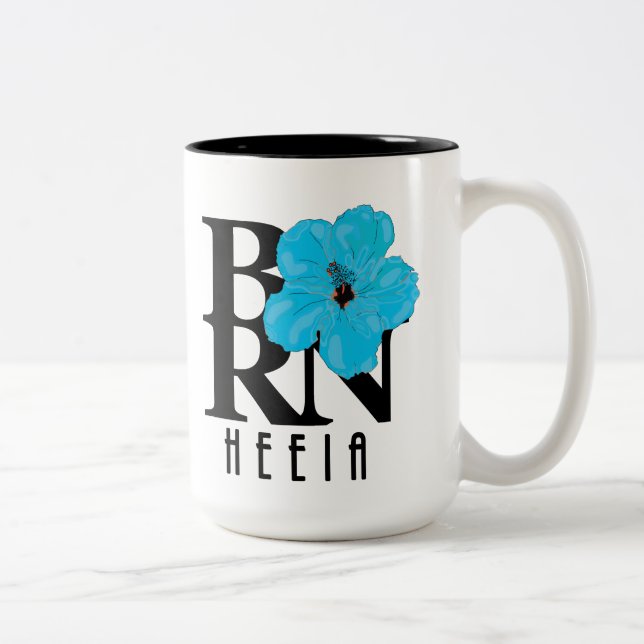 Tasse 2 Couleurs NÉ Hibiscus bleu Heeia 15oz (Droit)