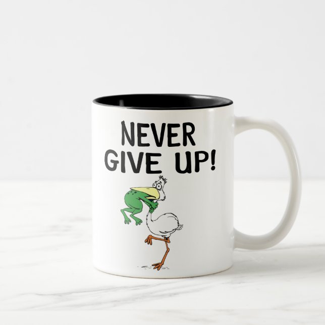 Tasse 2 Couleurs Ne jamais renoncer à la motivation pélican et gren (Droit)
