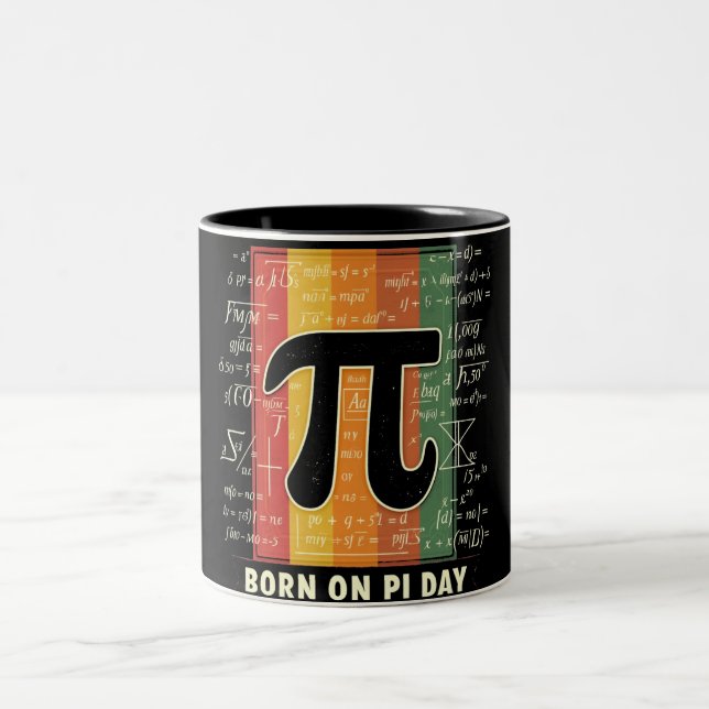 Tasse 2 Couleurs Né le jour Pi Math rétro (Centre)