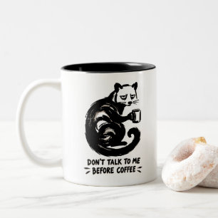 Tasse 2 Couleurs Ne me parlez pas avant le café – Drôle de chat gri
