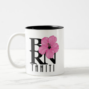 Tasse 2 Couleurs NÉ Tahiti Hibiscus rose 11oz