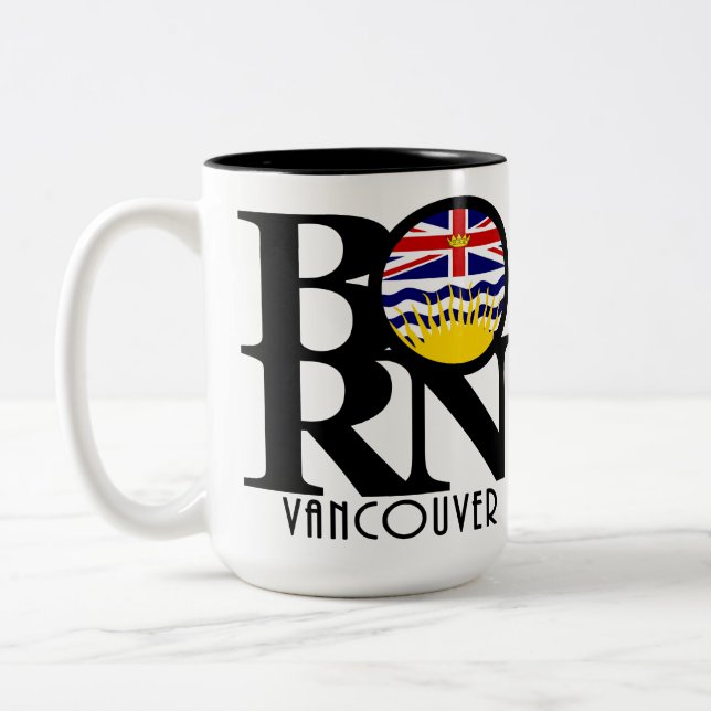 Tasse 2 Couleurs NÉ Vancouver (drapeau de la C.-B.) 15oz (Gauche)