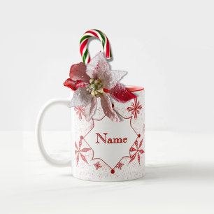Tasse 2 Couleurs Neige rouge sur toile blanche muqueuse