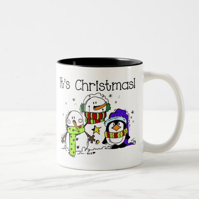 Tasse 2 Couleurs Neiges et pingouins C'est Noël (Droit)
