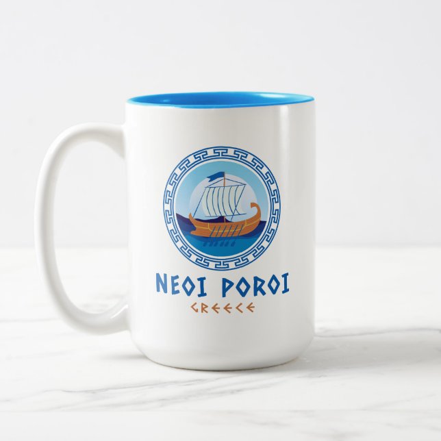 Tasse 2 Couleurs Neoi Poroi, Grèce Design de navires grecs (Gauche)