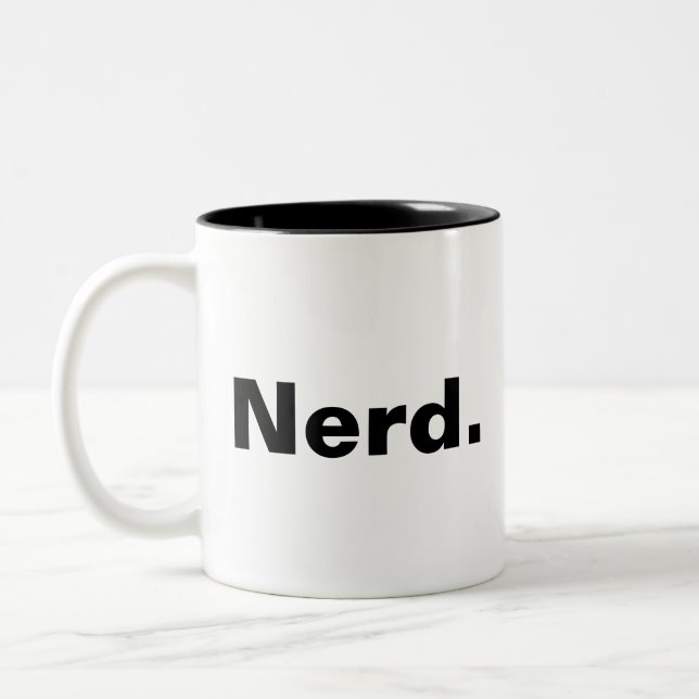 Tasse 2 Couleurs Nerd un mot blanc texte minimalisme drôle design (Gauche)