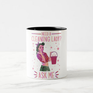 Tasse 2 Couleurs Nettoyage Lady Ménagère Ménagère Entretien Nettoya