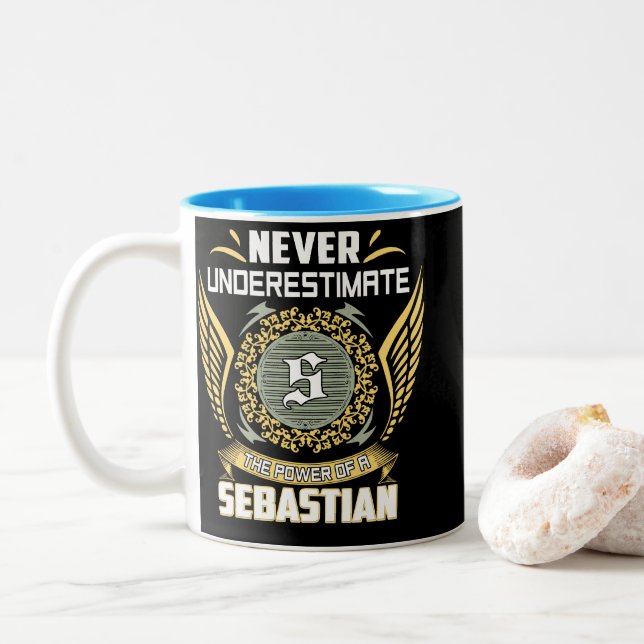 Tasse 2 Couleurs Never Underestimate The Power Of A Sebastian (Avec donut)