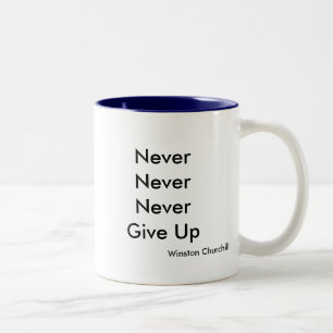 Tasse 2 Couleurs NeverNeverNeverGive, Winston Churchill