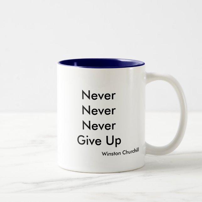 Tasse 2 Couleurs NeverNeverNeverGive, Winston Churchill (Droit)