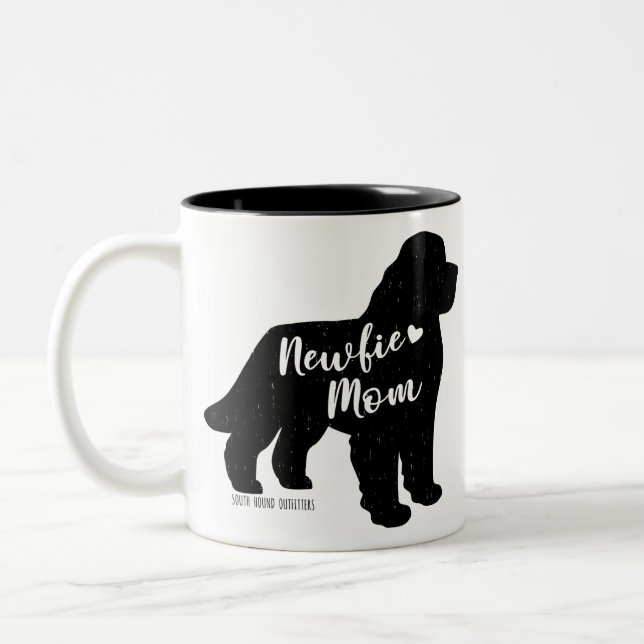 Tasse 2 Couleurs Newfie Mom, Terre-Neuve Chien Silhouette (Gauche)