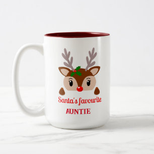 Tasse 2 Couleurs Nez rouge mignon renne, cacao chaud Noël