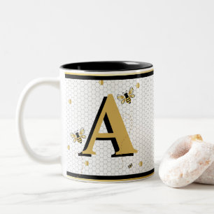 Tasse 2 Couleurs Nid d'abeille à abeille monogrammé