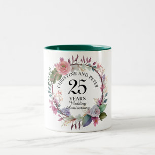 Tasse 2 Couleurs N'importe quel Mariage élégant Anniversaire Floral