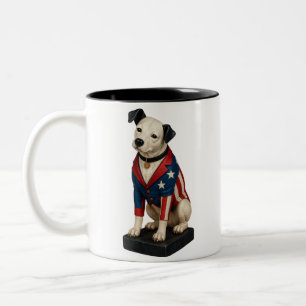 Tasse 2 Couleurs Nipper RCA Victor Chien Art dans American Flag Bla
