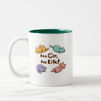 Tasse 2 Couleurs No Cat No Life! / Cute Loose Cat Illustration with