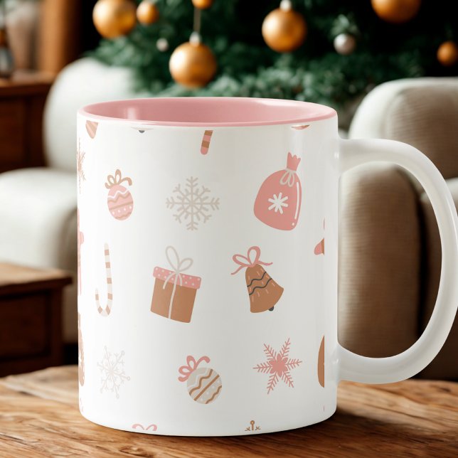 Tasse 2 Couleurs Noël à thème rose (Créateur téléchargé)