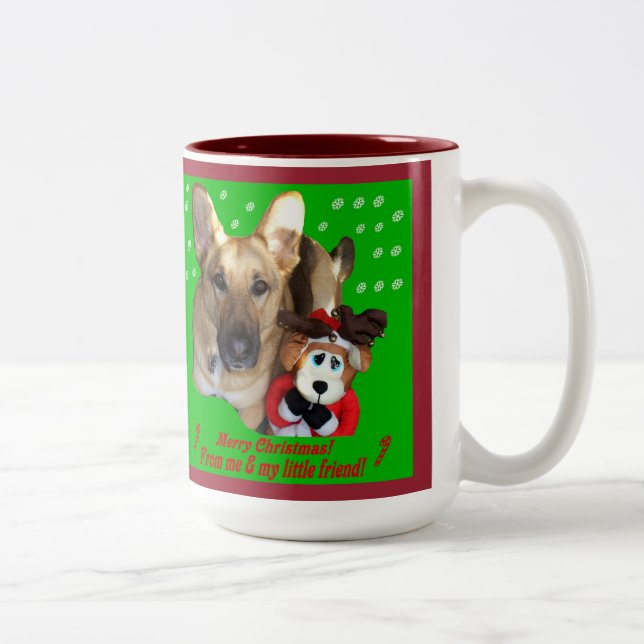 Tasse 2 Couleurs Noël Allemand Berger & Jouet Reindeer (Droit)