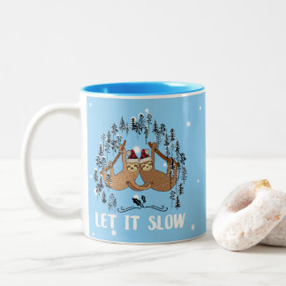 Tasse 2 Couleurs Noël Amoureux de Paresseux Drôle Laissez-le Ralent