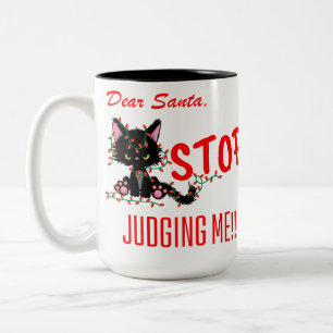 TASSE 2 COULEURS NOËL AMUSANT - CHER PÈRE NOËL ARRÊTE DE ME JUGER !