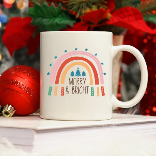 Tasse 2 Couleurs Noël Arc-en-ciel Joyeux et lumineux (Créateur téléchargé)